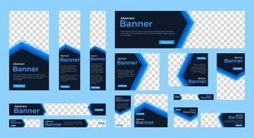 Plantilla de banners modernos con tamaño estándar para publicidad. vector