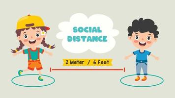 reglas de distancia social para niños vector