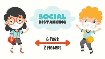 reglas de distancia social para niños vector