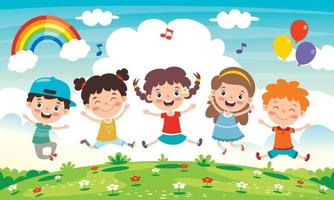 Little Children Having Fun Together vector