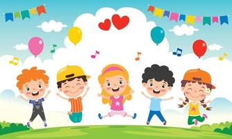 Little Children Having Fun Together vector