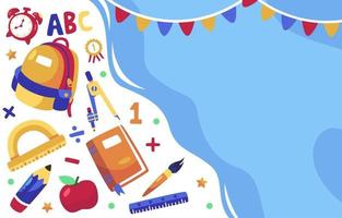 cartoon of back to school stationery background vector