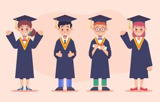 Happy People Celebrate Graduation with Different Pose vector