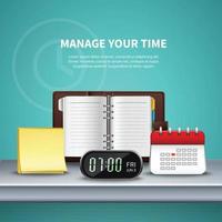 Time Management Realistic Colored Composition Vector Illustration