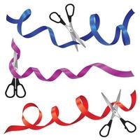 Ribbons With Scissors Realistic Set Vector Illustration