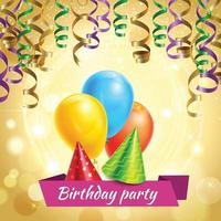 Birthday Celebration Decorations Realistic Vector Illustration