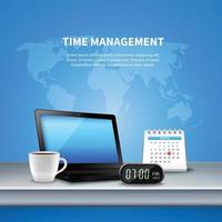 Blue Time Management Realistic Composition Vector Illustration