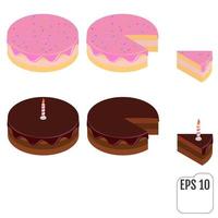 Birthday cake and chocolate cake vector