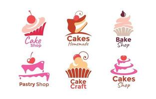 conjunto de logotipo de pastel y panadería vector