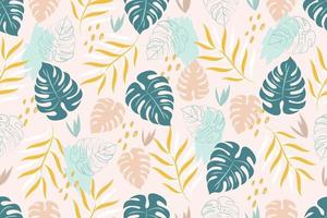 Trendy seamless pattern with tropical leaves vector