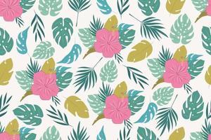 Trendy seamless pattern with tropical leaves vector