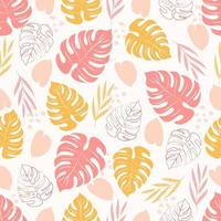 Trendy seamless pattern with tropical leaves vector