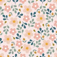 Botanical seamless pattern with flowers  and leaves vector