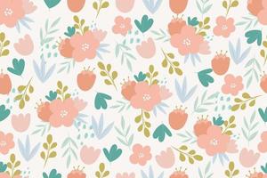 Botanical seamless pattern with flowers  and leaves vector