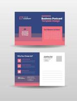 Diseño de tarjeta postal de negocios corporativos o guardar la fecha de invitación o correo directo. vector