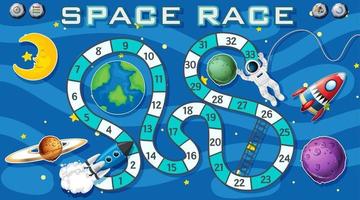 Snake and ladders game template with space theme vector
