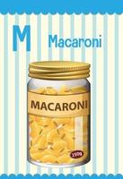 Alphabet flashcard with letter M for Macaroni vector