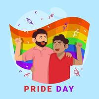 pareja con bandera arcoiris vector