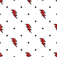 Lightning seamless pattern. Red Lightning in the old school style. Vector illustration