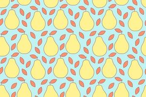 Tropical background with pears. Fruit repeated background. Vector illustration of a seamless pattern with fruits. Modern exotic abstract design.