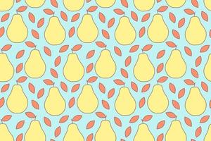 Tropical background with pears. Fruit repeated background. Vector illustration of a seamless pattern with fruits. Modern exotic abstract design.