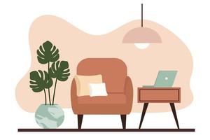 Stylish apartment interiors in Scandinavian style with modern decor vector