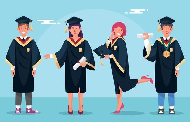 Happy Graduation Student Characters