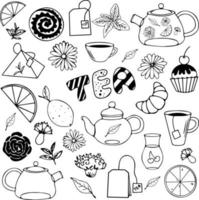 Ilustración de vector de doodle de té