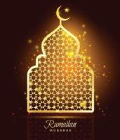 Ramadan Kareem celebration with gold mosque. vector