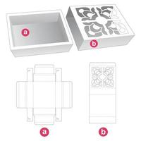 Tray with cover which has stenciled pattern die cut template vector