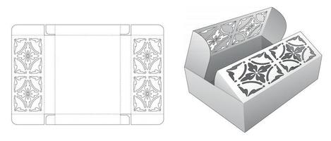 Middle opening box with stenciled pattern on flips die cut template vector