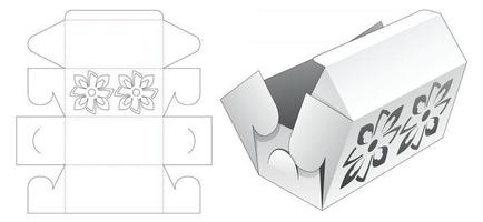 Folding box with stenciled pattern die cut template vector