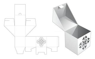 caja abatible y cerrada con plantilla troquelada de patrón estarcido oculto vector