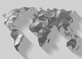 Vector low poly style earth map, woodcut shading made by parallel lines