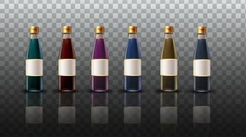 Collection of color soy sauce bottles