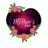 Happy mothers day background with realistic flower and heart vector