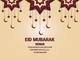 Eid mubarak invitation greeting card with creative pattern moon  on pattern background vector