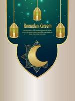 Ramadan kareem vector illustration with arabic pattern elements and golden lantern