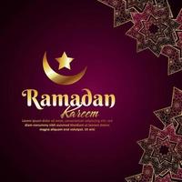 Ramadán kareem fondo de patrón islámico realista con texto dorado vector