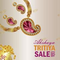 Indian festival akshaya tritiya sale design with gold necklace vector