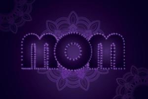 tarjeta del día de la madre feliz con tipografía realista sobre fondo morado vector