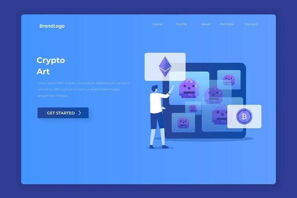 Crypto art illustration landing page