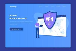 Virtual private network illustration landing page vector