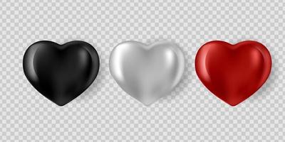 conjunto de corazones 3d realistas aislado vector