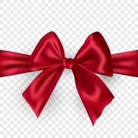 Red ribbon bow with shadow isolated vector