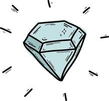 Doodle crystal isolated line Hand drawn diamond vector illustration Sketch for a tattoo