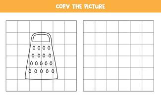 Copy the picture of cartoon kitchen grater Logical game for kids vector