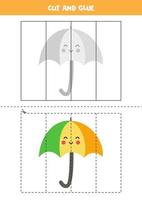 Cut and glue game for kids Cute umbrella vector