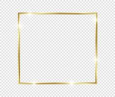 Golden luxury vintage realistic gold shiny glowing frame with shadows isolated on transparent background vector