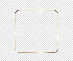 Golden luxury vintage realistic gold shiny glowing frame with shadows isolated on transparent background vector